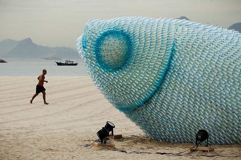 plastic bottle fish sculptures