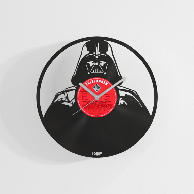 Darth Vader wall clock from upcycled vinyl record (LP)