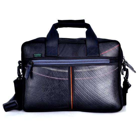 Vegan leather laptop bag – Grey Zip